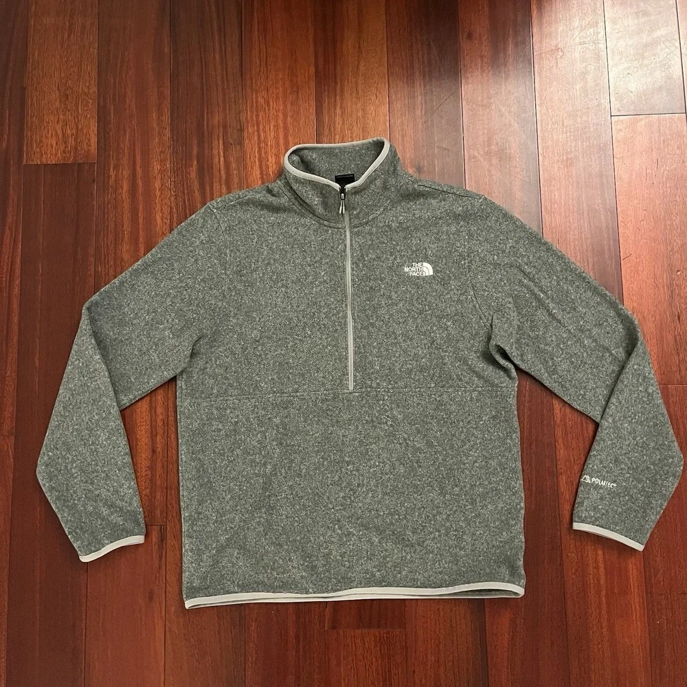 The North Face Jacket Men Large Gray 1/4 Zip Fleece Pullover Sweater Polartec